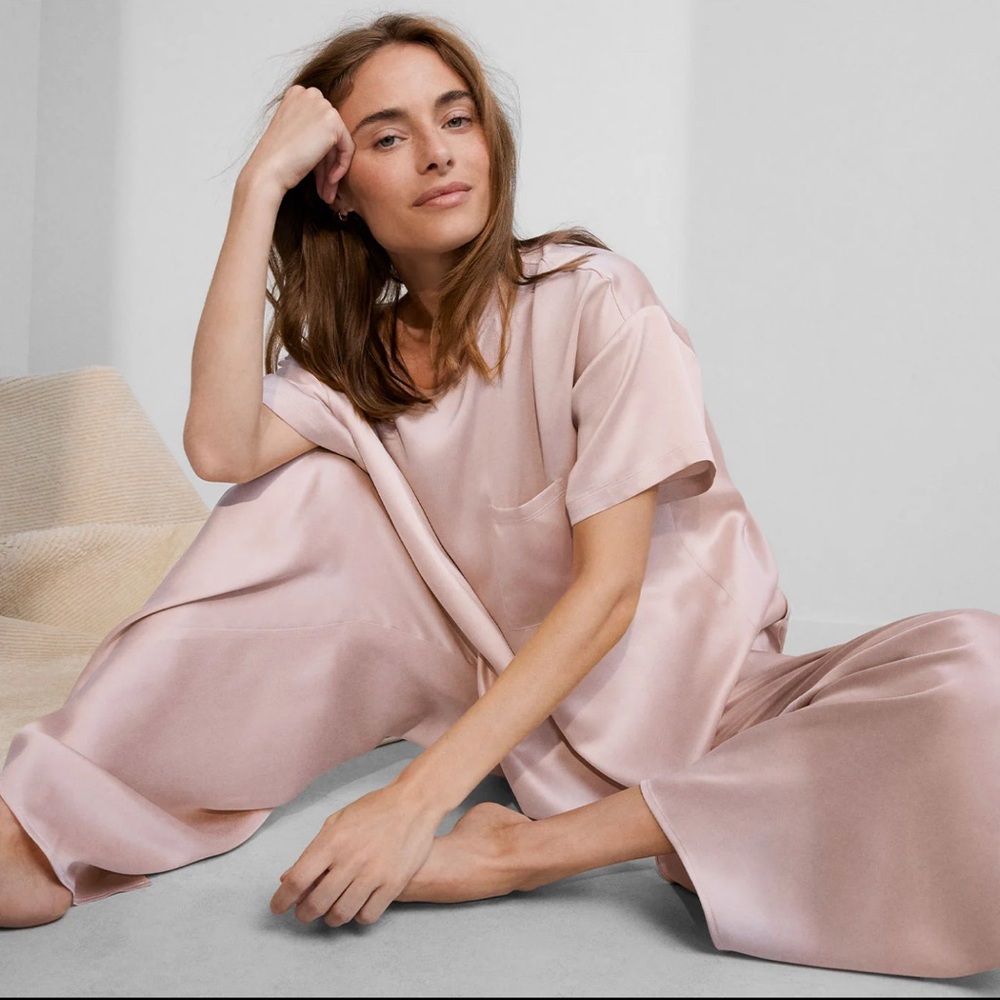 Elegant Pink Satin Loungewear Set